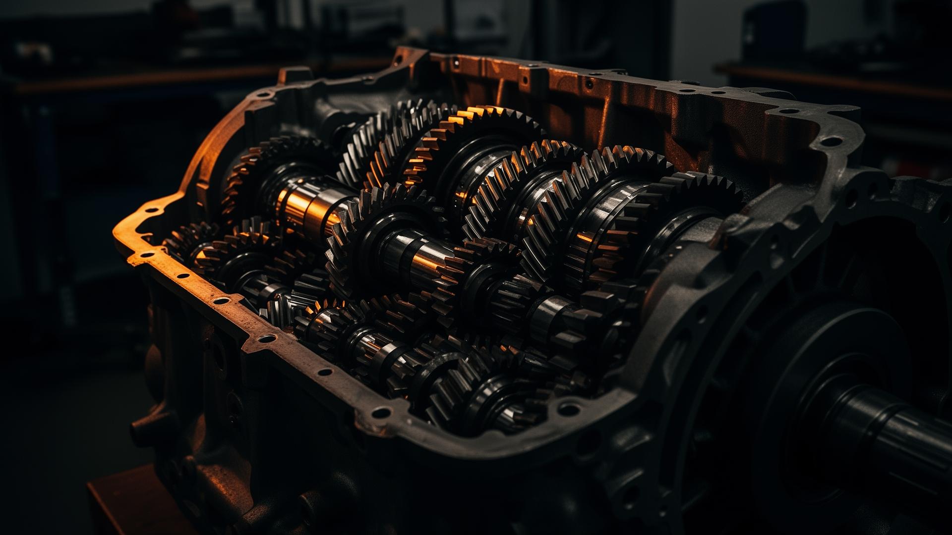Transmission gears in workshop